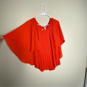 SALE Katherine Barclay, Montreal, Women's Orange, Silky pleated w/ Cape, M/M